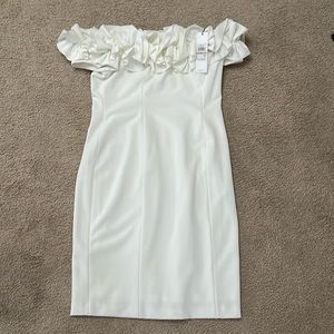 CALVIN KLEIN WHITE RUFFLE DRESS - WITH TAGS NEVER WORN